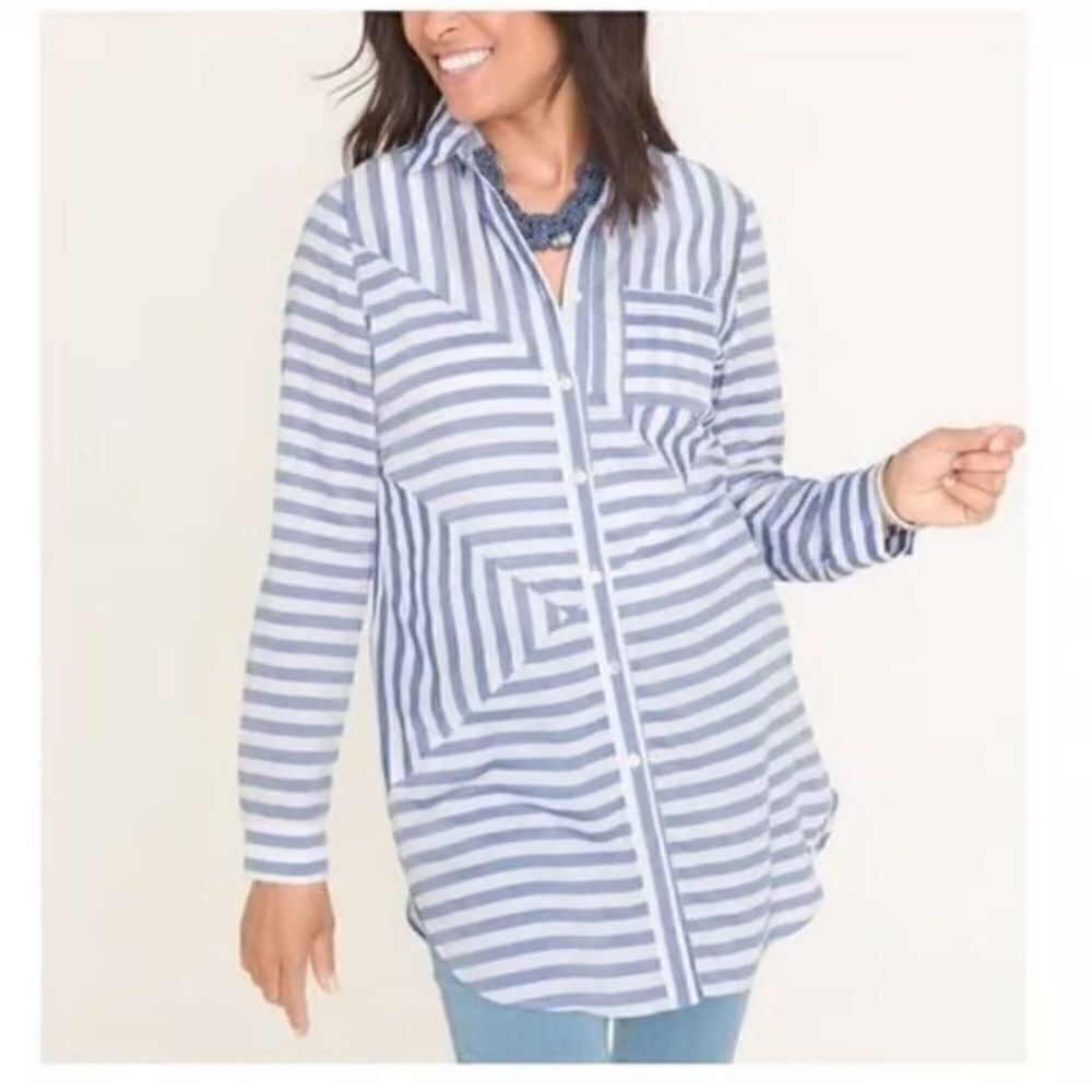 Chico’s Striped  Women’s Tunic Top 2=12-14